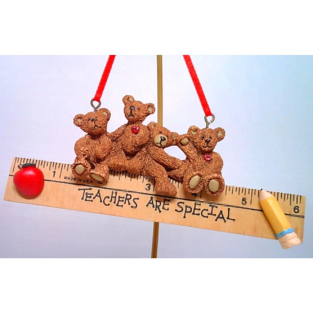 Kurt Adler Holly Bearies Ornament Teachers Are Special Bears Ruler Vintage